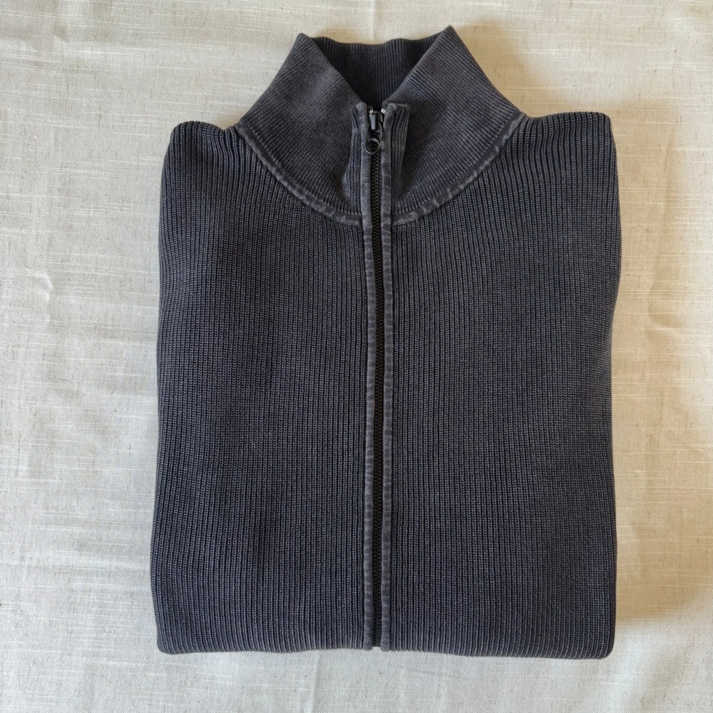 Rag & Bone Full Zip Sweater $398 Charcoal Grey Elbow Patches Mock Neck - Picture 8 of 8
